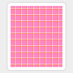 Bright Pink with Orange Squares Grid Sticker